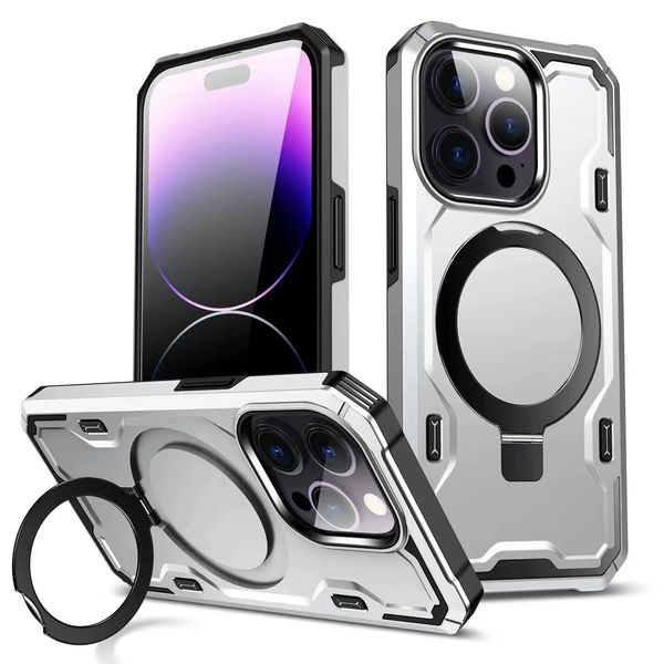 Kickstand Magnetic Phone Cases pour iPhone 12 Pro Max Heavy Duty PC TPU Hybrid Defender Housse de protection avec support stable Support de chargement sans fil