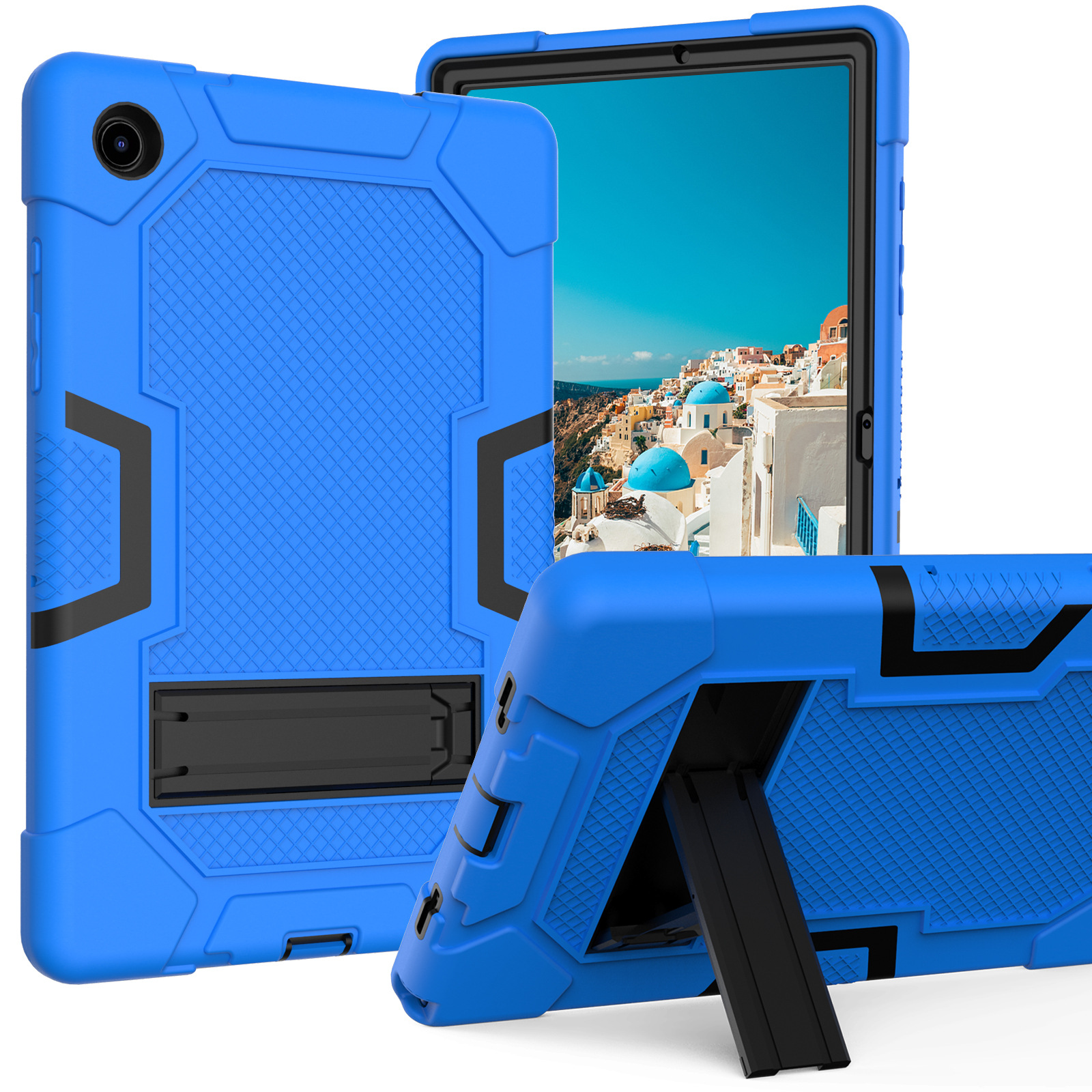 Корпуса таблеток Kickstand для Samsung Galaxy Tab A8 10.5 x200 x205 A7 10.4 T509 T500 T505 Новейшие детские жесткие защитные оболочки с темно -синим