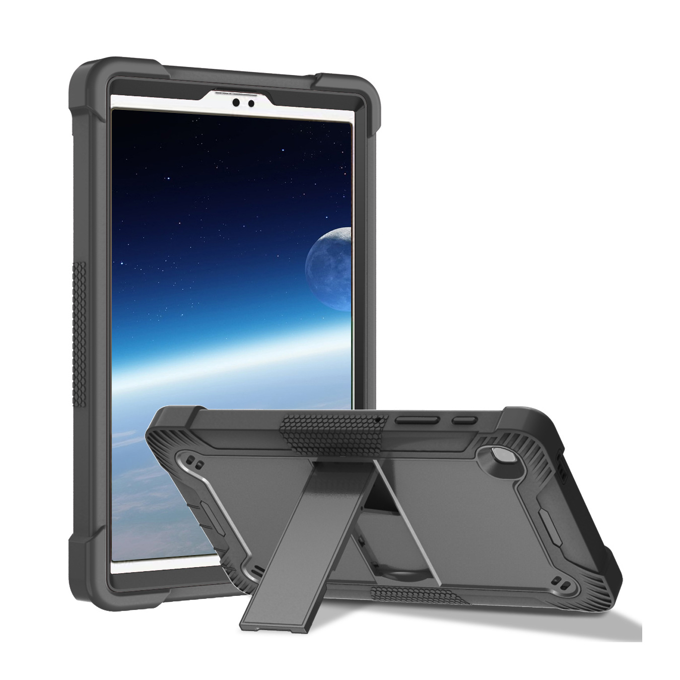 Kickstand Tablet PC-fodral för Samsung Tab A7 Lite 8,7 tum T220 T225 Plastis silikon Hybridförsvarare Socktät multifunktionell täckning med inbyggd stativ