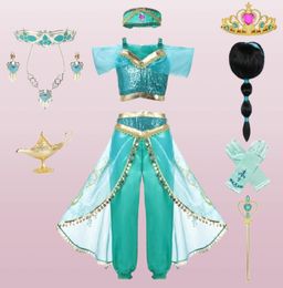 Kid Aladdin y The Magic Lamp039s Princess Top and Pants de ropa con niña de diadema Jazmine Birthday Party Vestido Cosp4022330