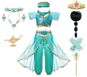 Kid Aladdin en de Magische Lamp039s Prinses Top en Broek Kledingset met Hoofdband Meisjes Jasmijn Verjaardagsfeestje Aankleden Cosp6444444
