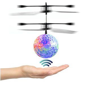 Kid en jongen speelgoed RC vliegende bal infrarood inductie helikopter bal met regenboog led-verlichting afstandsbediening voor kinderen vliegend speelgoed HH-T56
