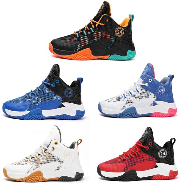 Chaussures de basket-ball enfant garçon fille respirant blanc bleu noir orange rouge or hommes formateurs sports de plein air couleur 5