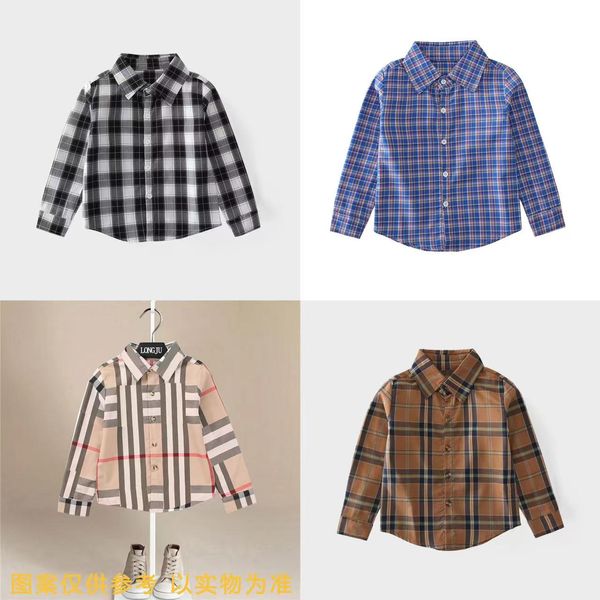 Ropa para niños, camisa a la moda para niños, diseñador a cuadros, ropa negra para niñas pequeñas, venta al por mayor, camisas de moda para niños de 90-160 cm