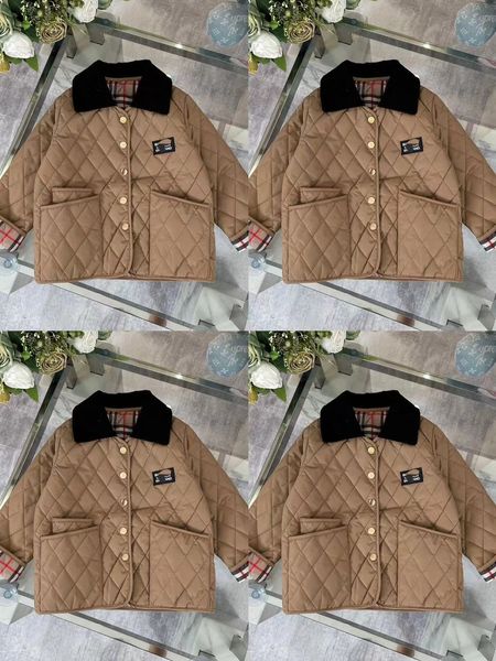 Manteau en duvet pour enfants, couleur marron, vêtements d'extérieur de styliste pour garçons et filles, manteaux chauds d'hiver, vente en gros, 2024