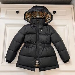 Kid jas winter warme zwarte kleur designer baby meisje donsjassen mode uitloper kleding 100-170 cm jeugd jongens ganzendonsjassen kleden 2023