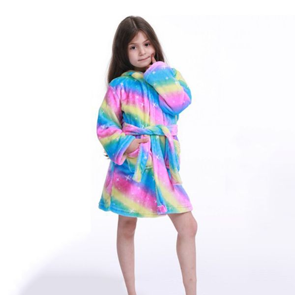Gamin coloré animal de nuit robe pyjamas fille garçon hiver unicorne de nuit de nuit étoile étoile anime combinaison pijama cosplaywearwear
