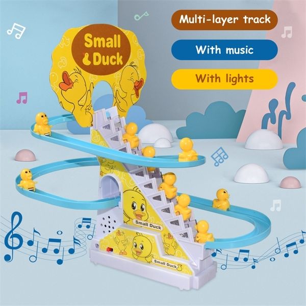 Kid Diy Small Duck Electronic Gesting Stairs Track Toy Light Musical Slide Track Coaster Toy Educational Fun Toys Cadeaux 240407