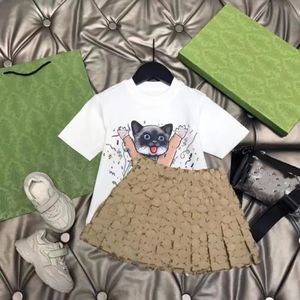 kinderjurk meisje Plooirok Gebreide trui voor meisjes Leuke fasion Pullover nieuwe stijl katoenen comfortabele tops merken kinderen tweedelige set