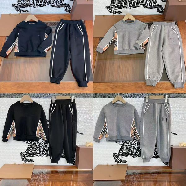 Conjunto de ropa de moda para niños, ropa deportiva gris de diseñador para jóvenes, venta al por mayor, ropa negra para niñas pequeñas, sudaderas con capucha y pantalones de 2 piezas