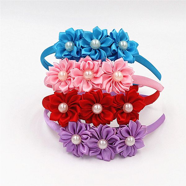 Enfant Fleur Perle Bandeau Filles Accessoires De Cheveux Bébé Coiffes Chapeaux Enfants Fête Accessoires Cadeau Photo Props Rouge Bleu Vert Orange Noir Bleu Rose 9 Couleurs