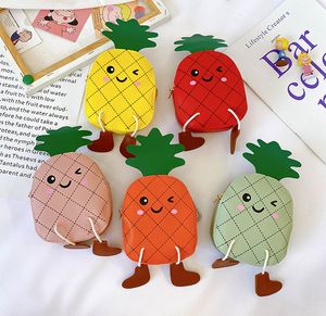 Kid Fruit Coin Portemonnee Handtas 10 Kleuren Kinderen Baby Portemonnee Aardbei Pineapple Helling Schoudertas Gratis TNT FedEx UPS DHL