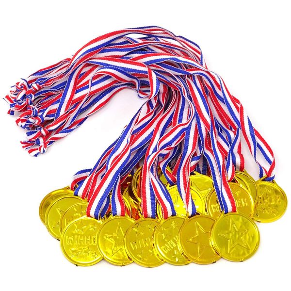 Médailles d'or pour les gains simulés en plastique Médailles de récompense avec ruban Childre