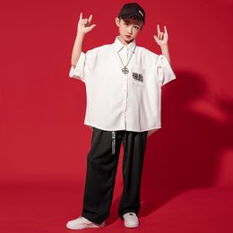 Kid Kpop Hip Hop Clothing Camisa de gran tamaño Top Manga corta Pantalones holgados de calle para niña