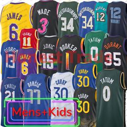 Kid Hommes WADE Basketball Jersey James George Young Ja Morant 34 Giannis Curry Tatum DURANT booker jokic bird Basketball Jersey Pour garçon Mens Cousu Maillots Chemises