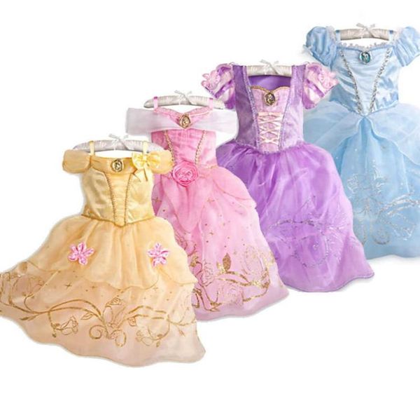 Vestido de princesa para niña, ropa de fiesta elegante de verano, Rapunzel Bella Durmiente, disfraz de Carnaval de Navidad 1712618