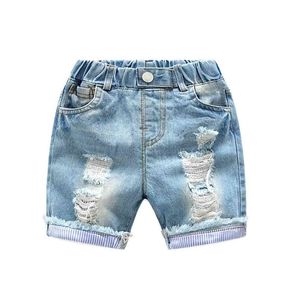 enfant déchiré jeans shorts garçon fille été coton à volants trou Distrressed Stoashed cowboy pantalon vêtements enfants 210723