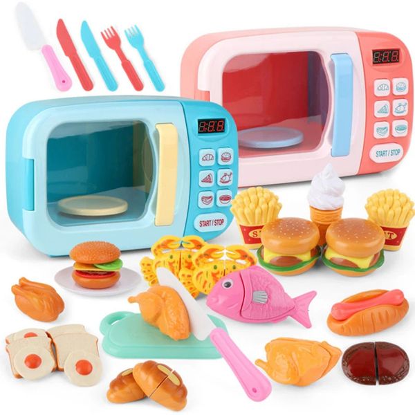 Jouets de cuisine pour enfants Simulation four à micro-ondes jouets éducatifs Mini cuisine nourriture semblant jouer coupe jeu de rôle filles jouets 240112