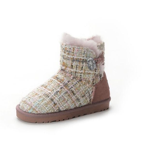 Bottes de neige en laine pour enfants, petites chaussures parfumées, antidérapantes et épaisses, chaudes, pour bébé