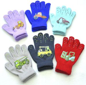 Gants d'hiver pour enfants mitaines enfants garçons ou filles carton voiture extensible gant chaud pour l'âge de 5 à 11 ans