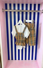 Conjuntos de ropa de boutique de diseñador de moda de verano para niños UE 110160 cm trajes de vestido de niña de color marrón 20224113034