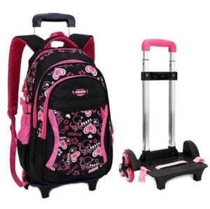 Kid039s Travel des bagages roulants Sac école chariot sac à dos sac à dos sac à dos sur roues girl039s chariot école rouleau backpack5981451360422