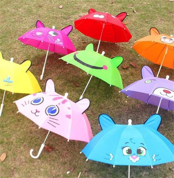 Enfants 12 ans bébé parasol jour de pluie voyage en plein air mode mini oreille parapluies beaux enfants 039s garçons filles dessin animé Umbr8000961