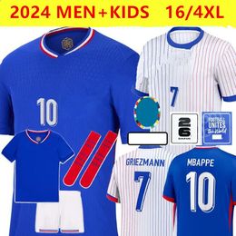 2024 Euro Cup Franse home jersey mbappe voetbalshirts Dembele Coman Saliba Kante Maillot de voet Equipe Maillots Griezmann Kids Kit Men Fans voetbalhemd