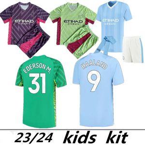 23 24 Haaland Jerseys de football Grealish de Bruyne Foden Mans Cities Mahrez gardien de but Bernardo 2023 2024