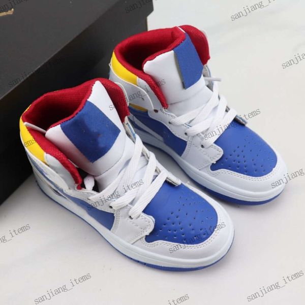 Enfants 26-37 Taille Vintage High Top Basketball Chaussures CASUAL Baskets Noir Blanc Rose Hyper Royal Panda Mocha University Blue Baskets BON MARCHÉ Livraison rapide Botte en cuir