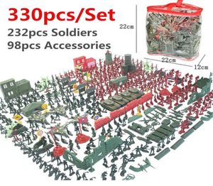 Kinderen 290 stcs/330 stks set plastic militaire soldaatmodel speelgoed speelgoed leger base figuren accessoires decor cadeau speelgoed 4273365