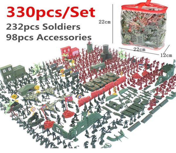 Niños 290pcs/330pcs conjunto de plástico soldado militar modelo juego de juguete figuras base accesorios de decoración juguetes de regalo2262586