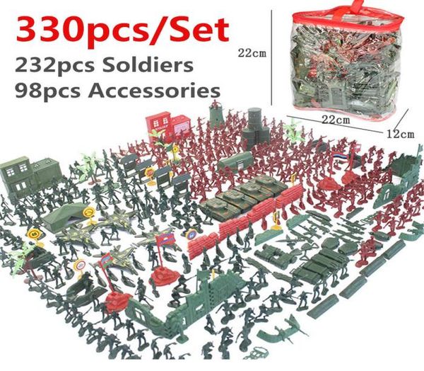 Niños 290pcs/330pcs conjunto de plástico soldado militar modelo juego de juguete figuras base accesorios de decoración juguetes 4273365