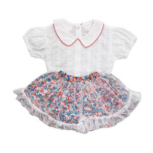 Kinderen 2 stks kleding set voor meisjes bloemen rok + witte kant blouse zomer shorts ins mode outfit 4yrs 210529