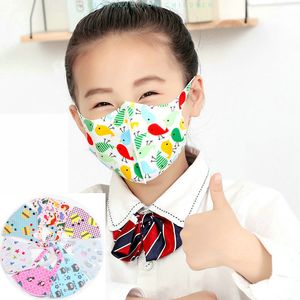 Masque pour enfants 4-12 ans Emballage individuel Masque facial de créateur Masque de protection en soie glacée Réutilisable Lavable Enfants Dessin animé Masques en coton en stock Top vente