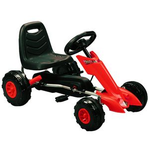Voiture à 4 roues pour enfants avec volant de course, kart à pédales pour enfants de 3 à 8 ans avec frein à main