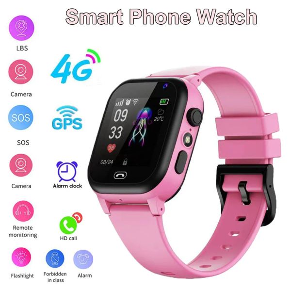 Montre connectée 4G pour enfants, SOS, localisation GPS, appel vidéo, carte Sim, caméra, étanche, pour garçons et filles