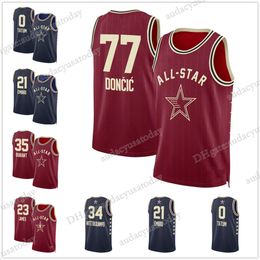 Maillot de basket-ball du match des étoiles 2024 Brunson Mitchell Antetokounmpo Tatum Embiid Brown Doncic Jokic Curry Irving Harden Haliburton Davis Davis Maxey Hot Press