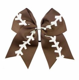 Kids 8 pouces Softball Cheer Bows Rugby Swallowtail Ponytail Hairrs Hairrs Bow Cheerleading Girl Hair Band Accessoires D6299