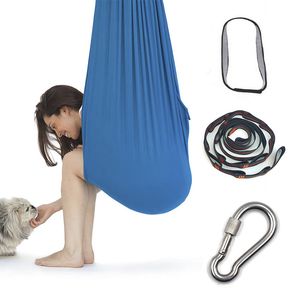 Kinderen volwassen katoen swing hangmat 2.8m duurzame elastische lucht yoga hangmat zacht elastisch pakket stabiele stoel swing q0219