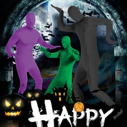 Niños para adultos ropa de cosplay de halloween capa invisible ninja nocturno mono invisibilidad piel de cuerpo completo zentai traje