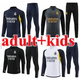 Ensembles de survêtement de football pour enfants adultes Real Madrid SURVÊTEMENT ensemble 23 24 kit de football pour hommes et enfants Chandal futbol survetement madrides costume d'entraînement veste de football 88