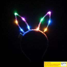 Niños adultos Orejas de conejo LED intermitente resplandor diadema mujeres Bar KTV club nocturno vestido decoración resplandor fiesta suministros
