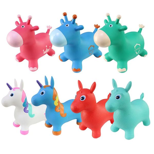 Niños animales inflables hinchables tolva de caballos boaver blando pvc saltar sanguijuela de salto en niños juguetes para bebés 240407