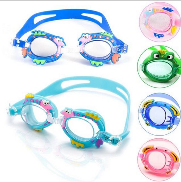 Lunettes de natation imperméables antibuée pour enfants pour garçons et filles Lunettes de plongée à motif de dessin animé avec bouchons d'oreilles Lunettes de natation en silicone Lunettes