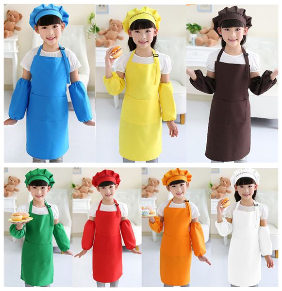 Delantales para niños Pocket Craft Cooking Baking Art Painting Kids Kitchen Dining Bib Delantales para niños Delantales para niños 10 colores Envío gratis A-0380