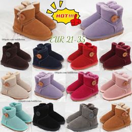 Kids Australia Mini Bailey Classic Button II Botas Niños Niñas Botas de nieve Fur Winter Warm ugglies Jóvenes Big Kid Shoes Toddler wggs Baby Booties Ches 09gr #