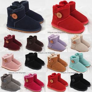 Kids Australia Mini Bailey Classic Button II Laarzen Kinderen Meisjes Snowboots Bont Winter Warme ugglies Jeugd Grote kinderschoenen Peuter wggs Babyslofjes Ches E8Wl#