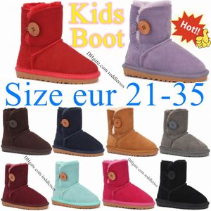 Niños Botón clásico australiano Botas para niñas Zapatos para niños pequeños Diseñador Juventud Furry Zapatillas de deporte bebé niño Invierno Botas para la nieve feo Castaño Rojo Negro Gre P9kE #