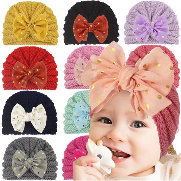 niños Otoño e invierno sombrero de punto niños arco Sombreros de lana Bebé hat9205